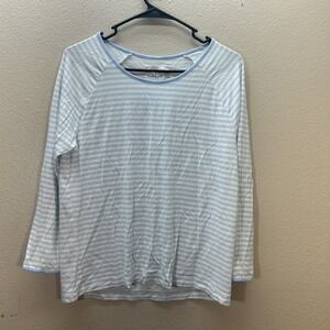 The Cat's Pajamas Striped Pima Modal Knit Long Sleeved Pajama Top Size S Luxury